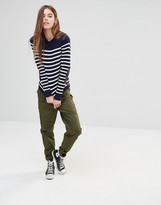 Thumbnail for your product : G Star G-Star Stripe Knit Sweater With Leather Look Panels