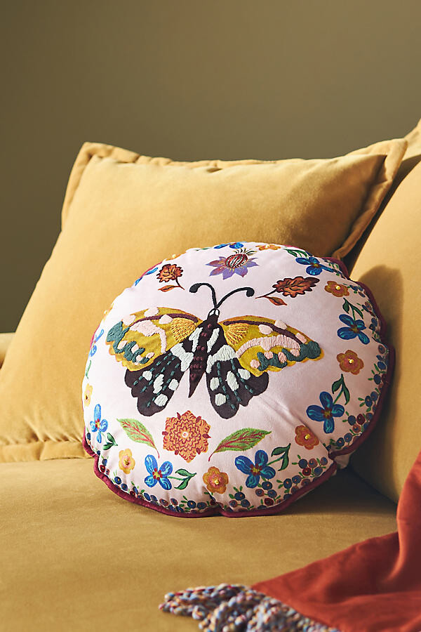 Nathalie Lete Embroidered Velvet Pillow