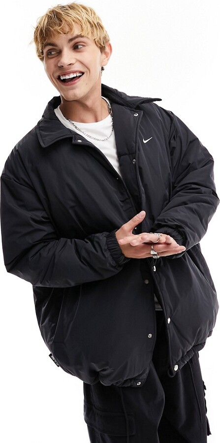 Nike padded windrunner jacket in smoke grey and cream colourblock Outlet