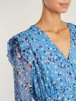 Thumbnail for your product : Carolina Herrera Abstract Floral-print V-neck Silk Crepe Dress - Womens - Blue Print