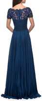 Thumbnail for your product : La Femme Lace Bodice Chiffon A-Line Gown