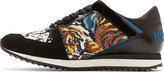Thumbnail for your product : Kenzo Black Leather & Suede Tiger Print Sneakers