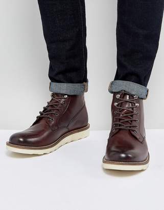 Dune Lace Up Boot In Wine Leather