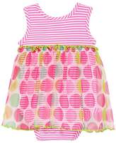 Thumbnail for your product : Bonnie Baby Sleeveless Striped Romper with Dot-Print Overlay, Baby Girls