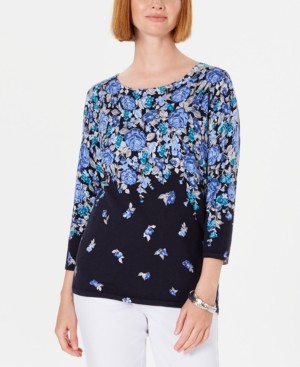 Karen Scott Floral-Print Sweater, Created for Macy's