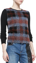 Thumbnail for your product : McQ Mohair Plaid-Front Crewneck Sweater