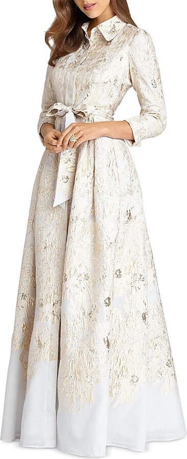 Rickie Freeman For Teri Jon Metallic Brocade Shirtdress Gown