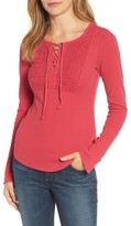 Thumbnail for your product : Lucky Brand Women's Lace-Up Bib Thermal Top