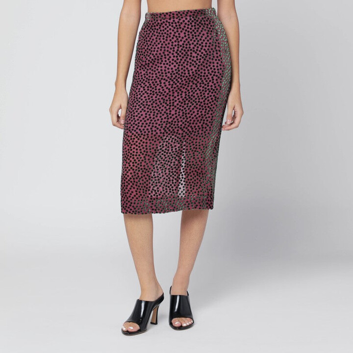 Dries Van Noten Women's pink Polka Dot Skirt In Silk Blend