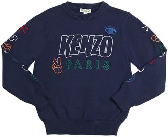 Kenzo Kids Embroidered Cotton & Wool Sweater