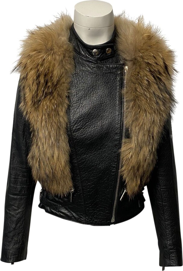 Nour Hammour Finn Racoon Jacket in Black Lambskin Leather