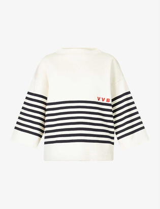VVB Logo-embroidered striped cotton-jersey top