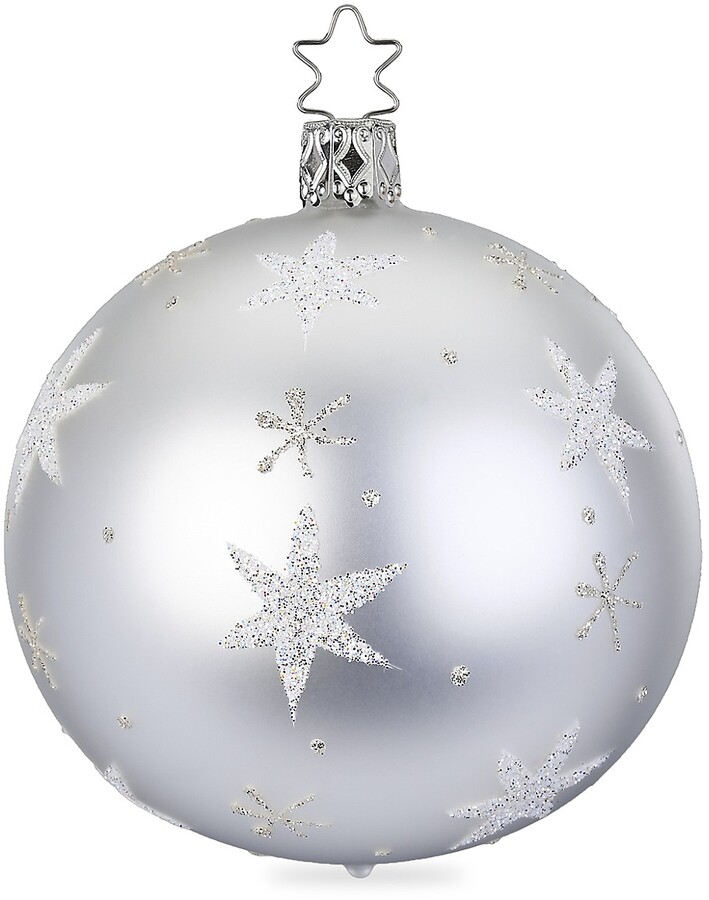 Formano Hanger Ball Pearl Silver 10 cm GLASS Glitter CHRISTMAS ORNAMENTS baumkug 