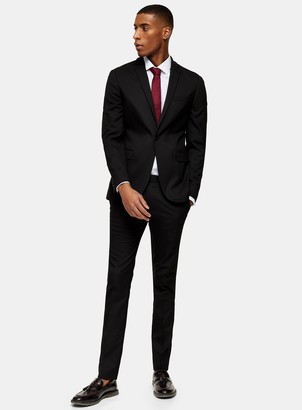Topman Black Single Breasted Super Skinny Fit Suit Blazer With Notch Lapels