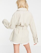 Thumbnail for your product : ASOS DESIGN slouchy four pocket linen jacket in natural