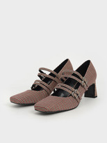 Thumbnail for your product : Charles & Keith Houndstooth Print Buckled Blade Heel Mary Janes