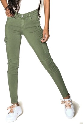 YoYogini Womens High Waist Cargo Pants Stretch Skinny Trousers Slim Fit Jeans with Pockets