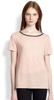 Thumbnail for your product : Alice + Olivia Sterling Leather-Trimmed Cutout-Back Tee