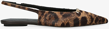 Tod's Womens Dk.Brn Com Barretta Leopard-Print Calf-Hair Slingback Flats Eur 40 / 7 Uk Women