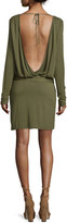 Thumbnail for your product : Haute Hippie Cowl-Neck Open-Back Jersey Mini Dress, Olive