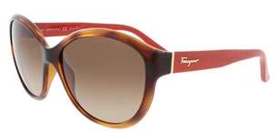 Ferragamo Sf717s 207 Havana/redwood Round Sunglasses