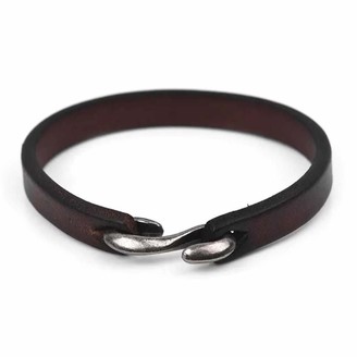 N'damus London Mens Brown Leather Bracelet With Metal Hook Closure