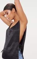 Thumbnail for your product : PrettyLittleThing Black Hammered Satin Tie Side Cami Top