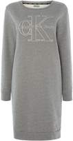 Thumbnail for your product : Calvin Klein Long sleeve crew neck logo sweatshirt dress