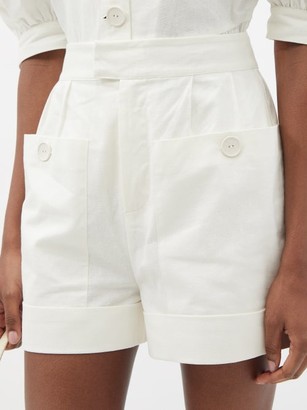 Sir. Martine High-rise Linen-blend Canvas Shorts - Ivory