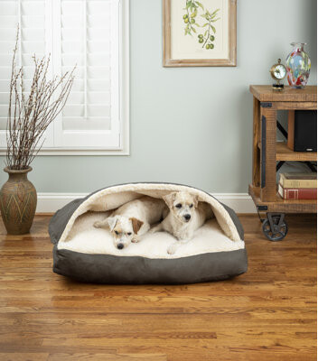 Snoozer Pet Products Snoozer Microsuede Rectangle Cozy Cave Hooded Dog Bed