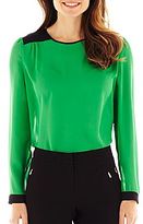 Thumbnail for your product : JCPenney Worthington Long-Sleeve Colorblock Blouse