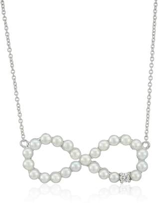 Bella Pearl and Cubic Zirconia Infinity Pendant Necklace, 17.5"