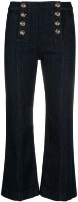 MICHAEL Michael Kors High-Rise Embossed-Buttons Cropped Jeans