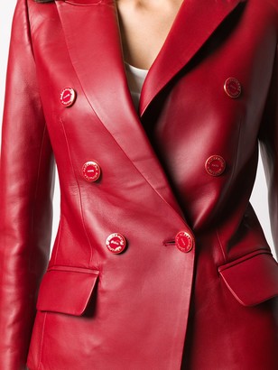 Alexandre Vauthier Double Breasted Leather Blazer