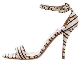 Tabitha Simmons Striped Ankle Strap Sandals