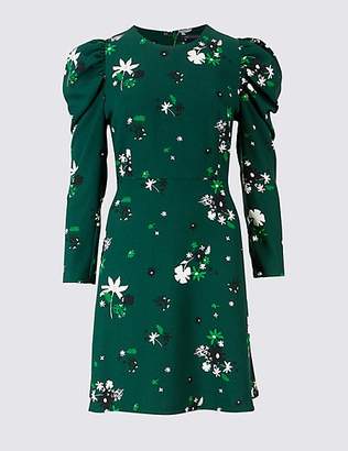 M&S Collection Floral Print Puff Sleeve Skater Dress