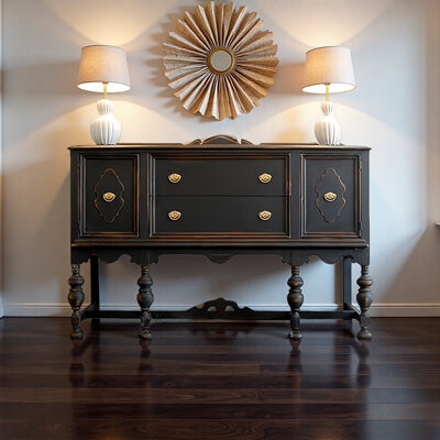 Ebern Designs American-style vintage carved entrance cabinet