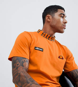 Ellesse T-Shirt With Repeat Logo Neckline In Orange