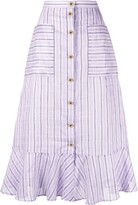 Thumbnail for your product : Sandro Button-Up Ruffled Midi Skirt