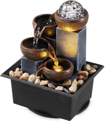 Millwood Pines Tabletop Fountain 4 Level Tabletop Waterfall Meditation Fountain Indoor Fountain Office Home Relax Desktop Fountain Pool Includes Many Natural River R