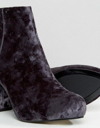 Office Annie Gray Velvet Heeled Ankle Boots
