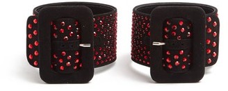 ATTICO Crystal-embellished Suede Ankle Straps - Black Red