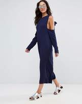Thumbnail for your product : ASOS Minimal Jumpsuit In Crinkle With Tie Cold Shoulder Detail