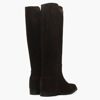 Lamica Brown Suede Pull On Knee Boots
