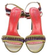 Thumbnail for your product : Saint Laurent Leather Woven Slingback Sandals