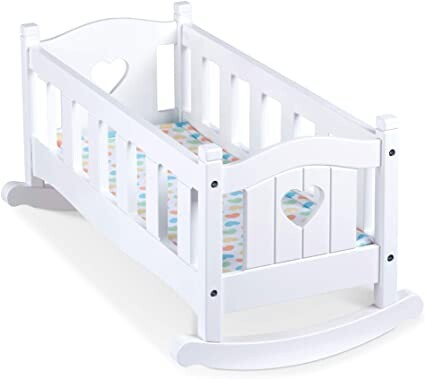 Melissa & Doug Mine to Love Wooden Play Cradle for Dolls, Stuffed Animals - White