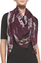 Thumbnail for your product : Alexander McQueen Floral Skull Silk Chiffon Shawl, Purple/Pink