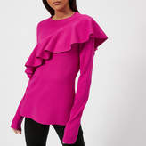 Diane von Furstenberg Women's Ruffle Front Pullover Jumper Ribbon Pink