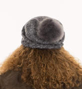 Thumbnail for your product : Holmes Samantha Frosted Cableknit Alpaca Fur Pom Pom Beanie Hat