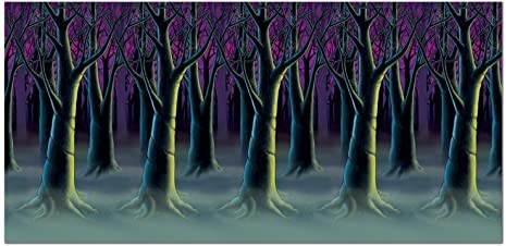 Beistle Spooky Forest Trees Backdrop, 4-Feet by 30-Feet